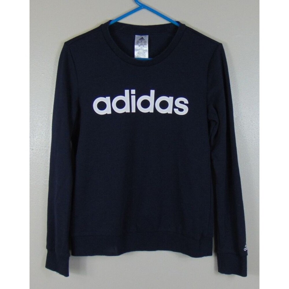 Adidas ESSENTIALS LOGO SWEATSHIRT Womens Size Small Blue French Terry H10141